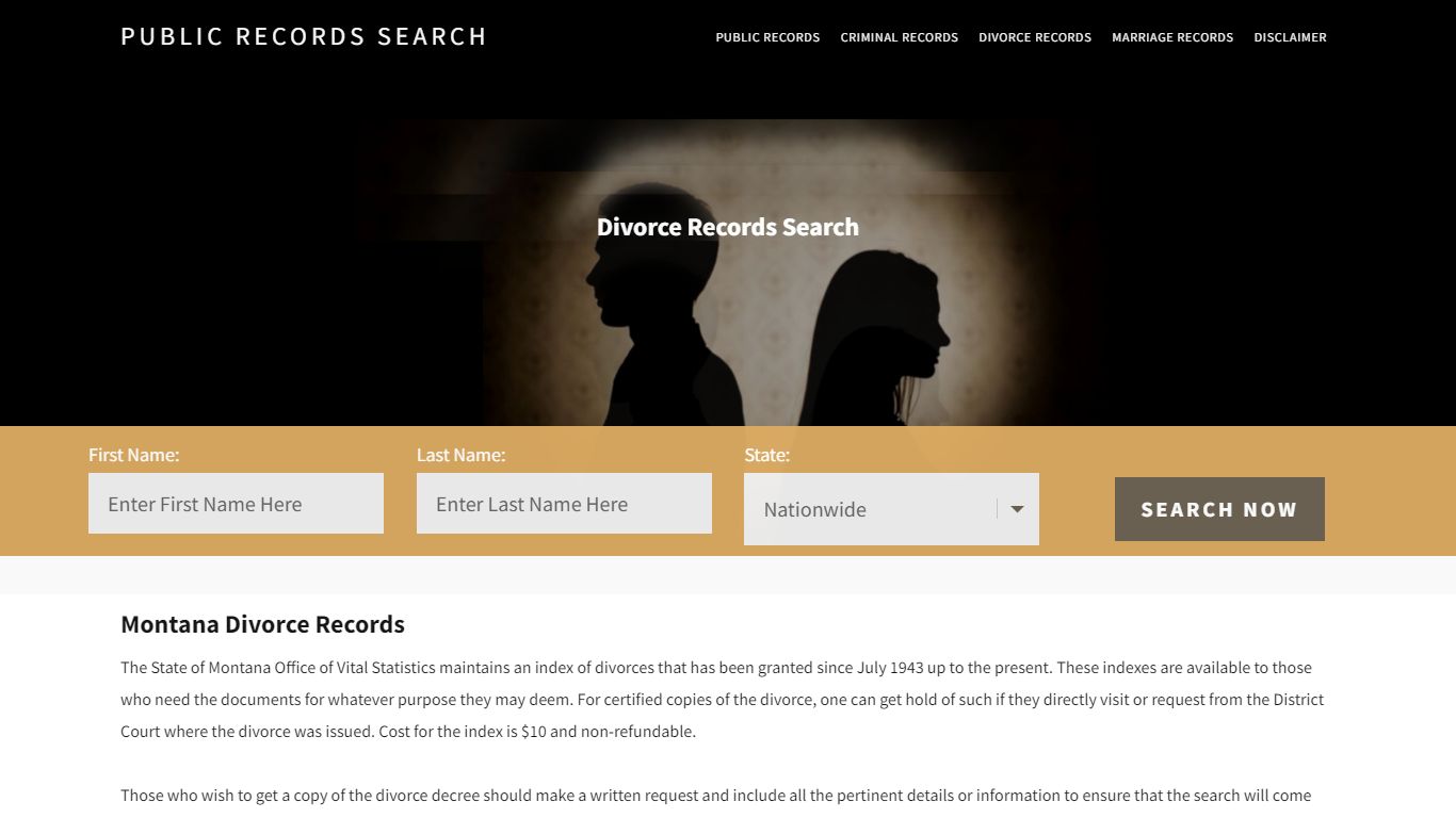 Montana Divorce Records | Enter Name and Search | 14 Days Free