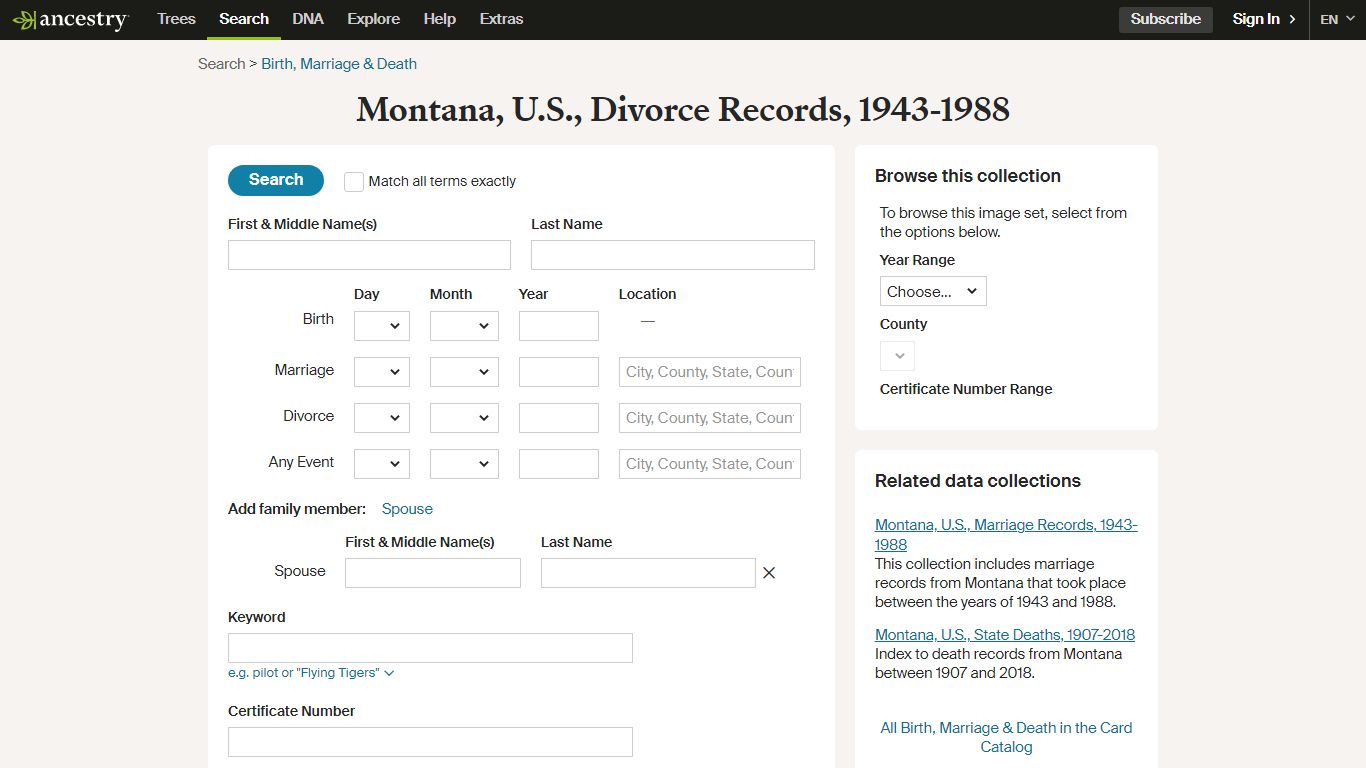 Montana, U.S., Divorce Records, 1943-1988 - Ancestry.com